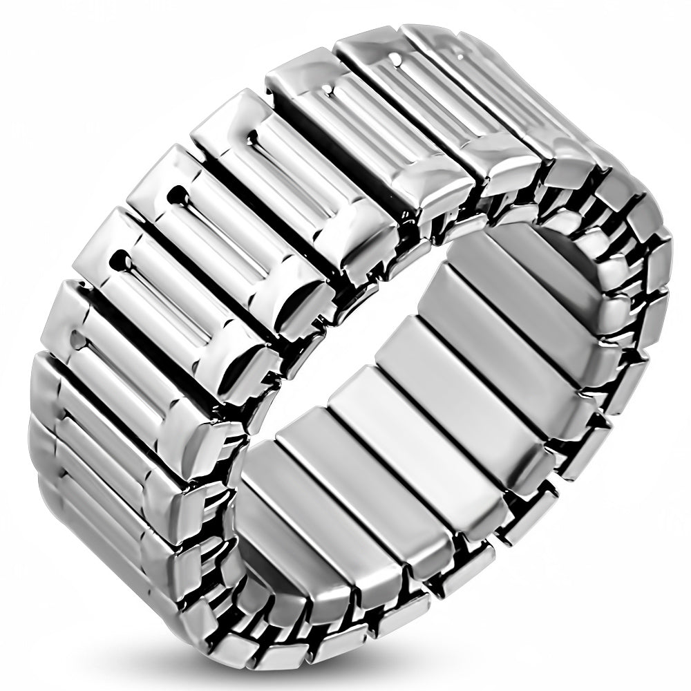 9mm | Stainless Steel Panther Link Stretch Ring