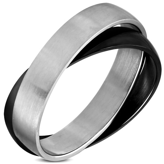 Stainless Steel 2-tone Interlocking Celtic Band Ring