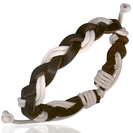 Fashion Multi Wrap Rope Braided Adjustable Brown Leather Bracelet