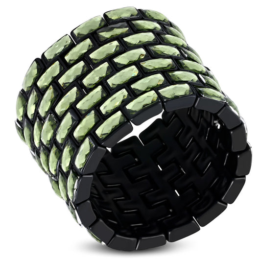 Fashion Alloy Peridot Rhinestone Grid Section Stretch Bangle