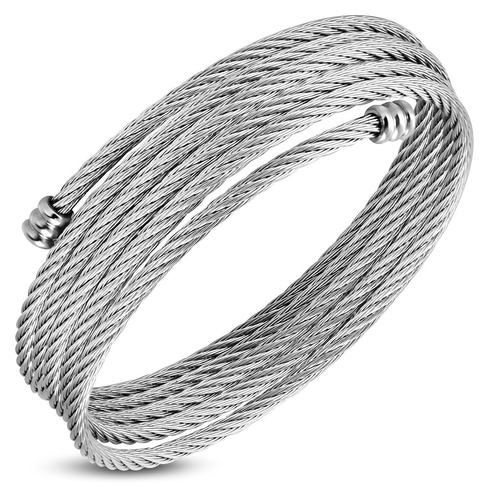 Stainless Steel Multi Wrap Celtic Twisted Cable WireTorc Cuff Bangle