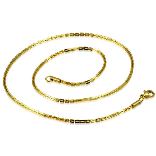 L-45cm W-2mm | Gold Color Plated Stainless Steel Lobster Claw Clasp Fancy Oval Link Chain