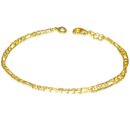 3mm | Fashion Alloy Gold Color Plated Figaro Link Chain Bracelet