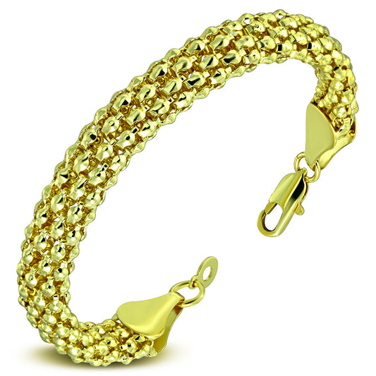 10mm | Fashion Alloy Gold Color Plated Popcorn Link Chain Bracelet