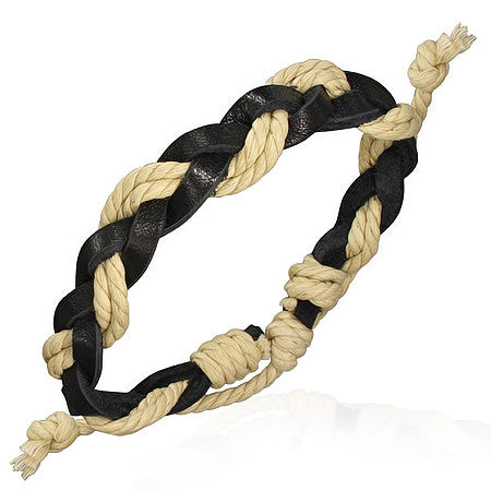 Fashion Multi Wrap Rope Braided Adjustable Black Leather Bracelet