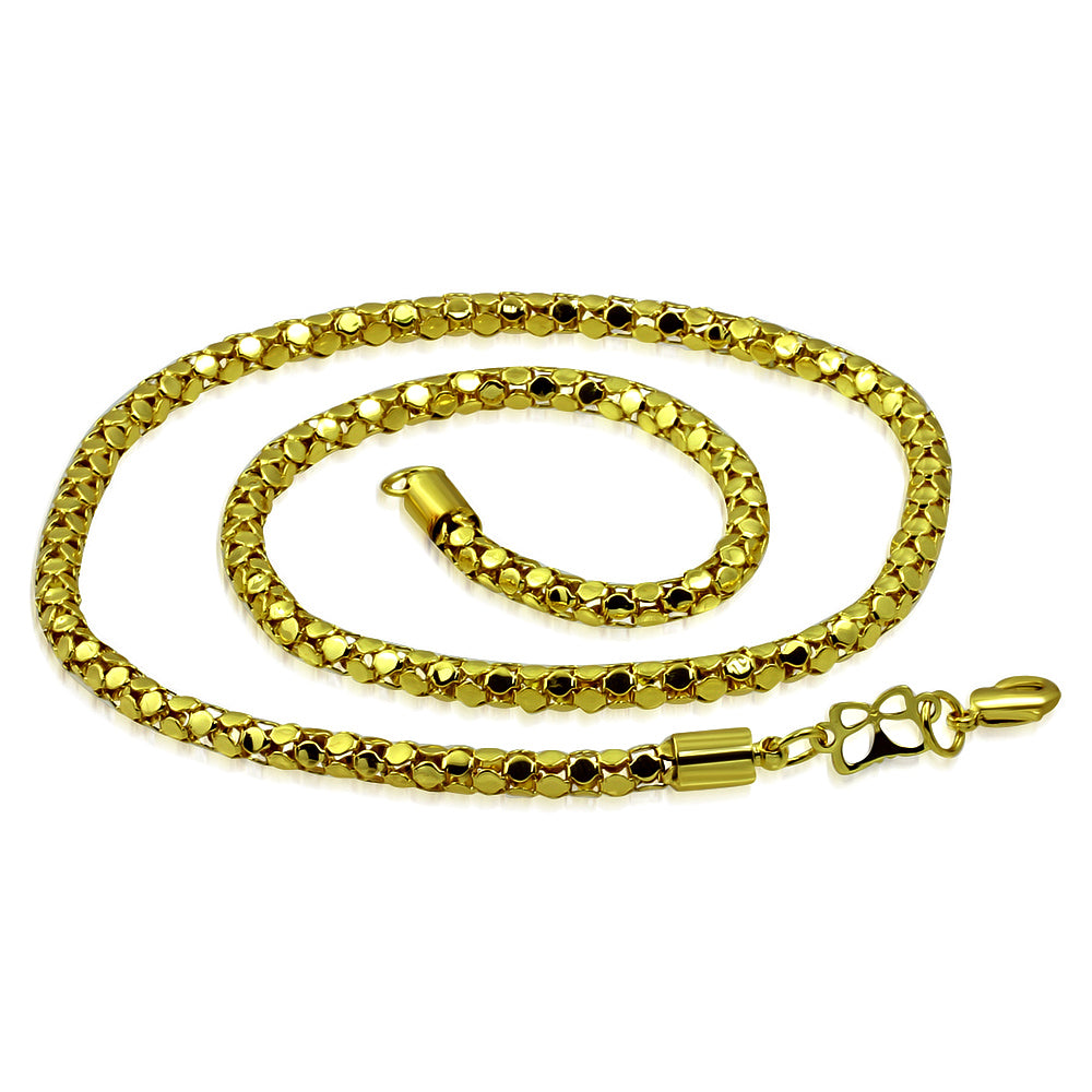 L49.5cm W4mm | Fashion Alloy Gold Color Plated Popcorn Link Chain