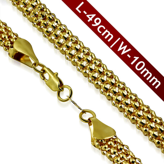 L49cm W10mm | Fashion Alloy Gold Color Plated Popcorn Link Chain