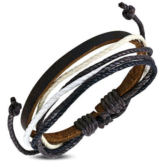 Fashion Multi Color Wrap Rope Adjustable Brown Leather Bracelet