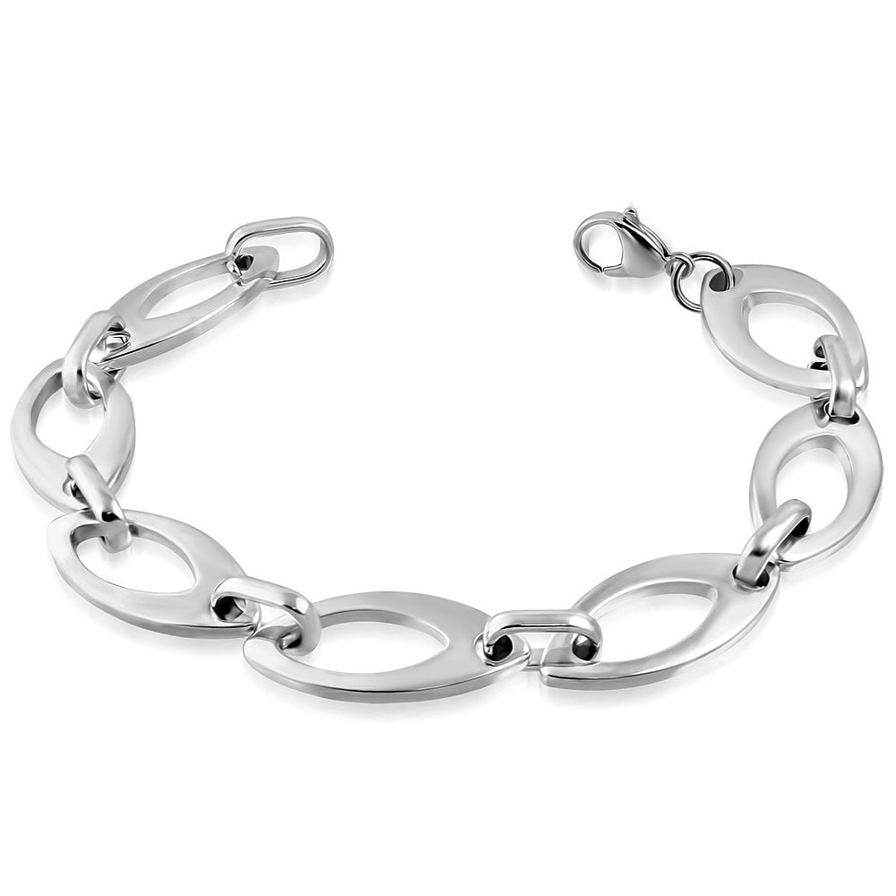 Stainless Steel Lobster Claw Clasp Closure Oval Link Bracelet
