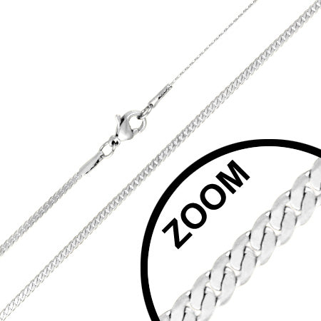 L44cm W2mm | Stainless Steel Lobster Claw Clasp Flat Curb Cuban Link Chain