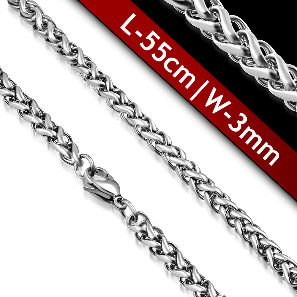 L55cm W3mm | Stainless Steel Lobster Claw Clasp Closure Infinity Rope Link Chain